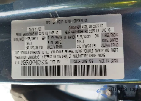 2021 Mazda Cx-5 Grand Touring z USA, uszkodzony, nr VIN JM3KFADM7M1342367